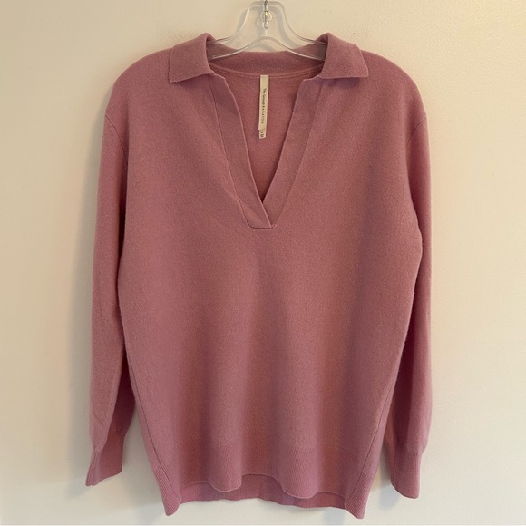 Babaton Sweaters - (SOLD) BABATON Merino Wool Blend Polo Sweater Pink Size XS